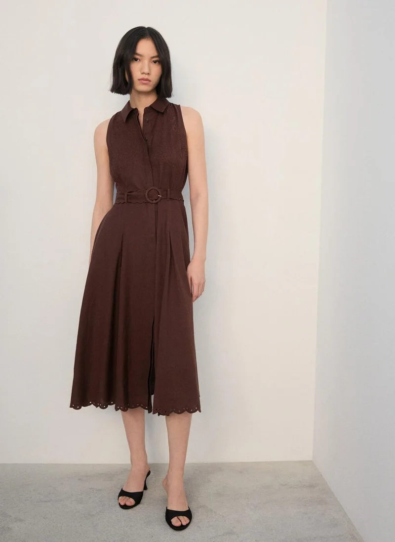 MANGO Embroidered shirt dress